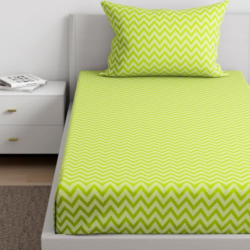 Image of Wakefit 100% Cotton 160 TC Fitted Bedsheet with 1 Pillow Cover | Amelia Single, 72 inch x 36 inch, Amelia | 1.83m x 91cm