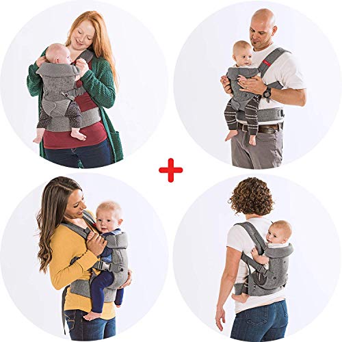 You+Me Porte-bébé convertible 4-en-1 en maille 3D rafraîchissante, convient pour nouveau-né de 3,6 kg à nourrisson jusqu'à 14,5 kg, gris chiné