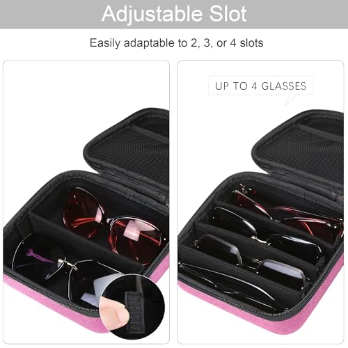 Image of Bukere Travel Sunglasses Organizer Case Adjustable Slot For Multiple Eyeglasses Hard-shell Portable Storage Box for Men Women