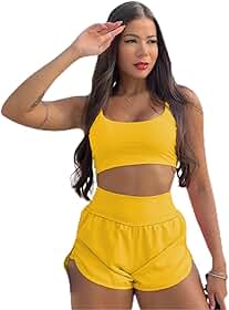 Conjunto Esportivo Feminino para Academia, Top Forrado e Short Compressão