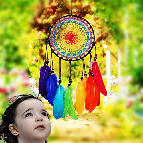 Chicieve Rainbow Dream Catcher For Girls Bedroom Decoration Gifts- 7.8" Dia - 23.6" Length #TOP1