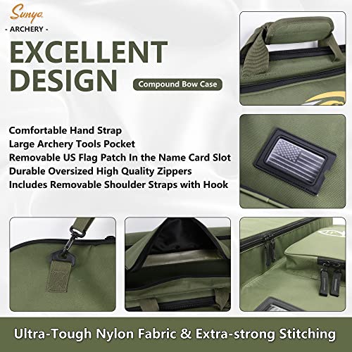 Sunya Compound Bow Case With Molle System - Neoprene Bow String Protection & Padded Shoulder Sling - Soft Carrying Case For Archery Accessories, Equipment (Green) #TOP3