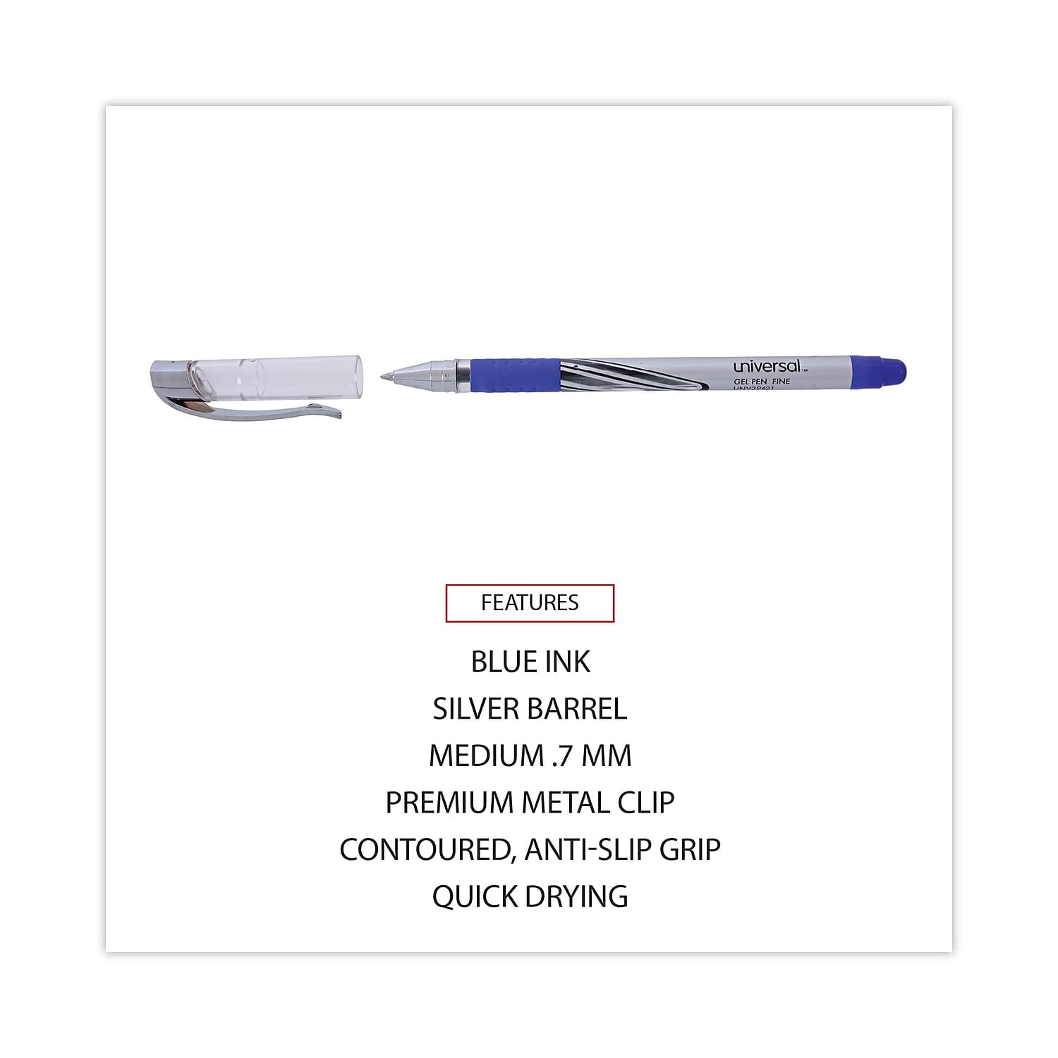 Universal Penna A Olio Economica, Inchiostro Blu, Punto Medio - Confezione Da 12 Pezzi (27421)