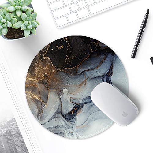 ITNRSIIET Round Mouse Pad with Stitched Edge Premium-Textured Waterproof Non-Slip Rubber Base Desktop Protection Mat Diameter 8.7 inches, Ink and Wash Marble - Thumbnail 7
