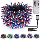 LJLNION 98.5ft Christmas Lights Color Changing with Remote, 300 LED RGB Fairy String Lights Halloween Decorative Lights, 8 Lighting Modes & Timer, Plug in Indoor Outdoor Xmas Wedding Party Decor