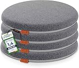 DYNMC you Sitzkissen Stuhl - Stuhlkissen 40x40 - Rund 4er Set Grau - Test SEHR GUT - INNOVATIONSPREIS ERGONOMIE - Mittelhart H3 - Sitzkissen Bank Memory Schaumstoff - Sitzpolster Stuhl - Stuhlauflage