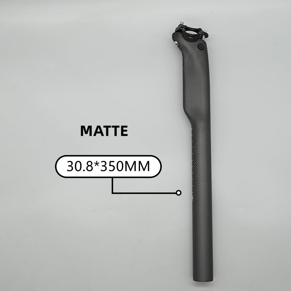 Fahrradsattelstütze, 1 Stück, 3K Matte Vollcarbon-Sattelstütze, MTB Mountainbike Rennrad Fahrradsattelstütze, Fahrradteile, 27,2/30,8/31,6 x 350/400 mm (Matt, 30,8–350 mm)