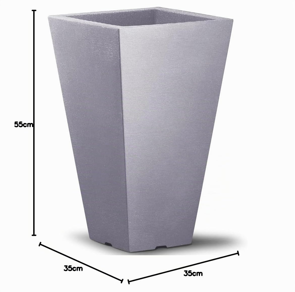Deuba Vénitien Pot de Fleurs Capri Gris 35x35x55 cm carré en Plastique Robuste et résistant aux intempéries intérieur extérieur