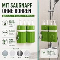 4 in 1 Reisespender, Silikon Reiseflaschen zum Befüllen mit Saugnapf, Grün – Ansicht 2