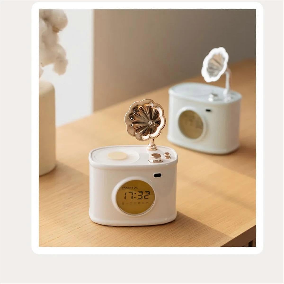 JOYHAPPST Bluetooth Speaker Retro Clock Alarm Clock Calendar with Display Desktop Home Decor Creatives Gift Small Speaker D