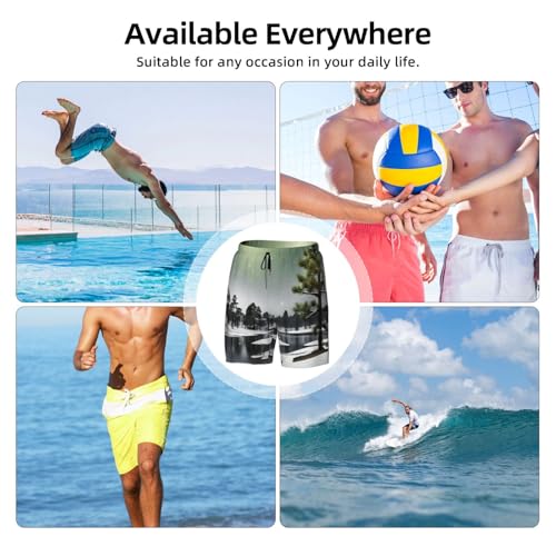 Pantalones cortos de natación para las vacaciones de verano en la playa con estampado de pinos 4