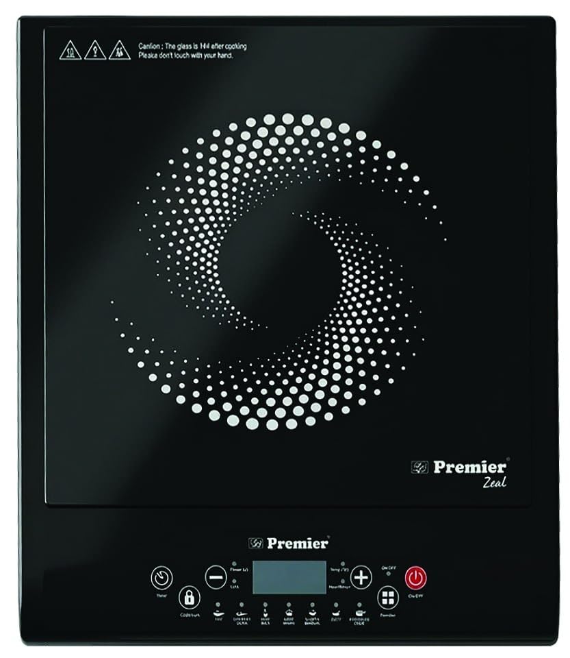 Image of Premier Zeal IC8818 Induction Cooktop 1200W | Power Saving Technology | Indian Menu Options | Automatic Voltage Regulator | Touch Controls | Suitable for Pressure Cook, Curry, Dosa, Idli, Deep Fry