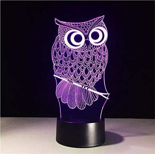 Xdorra 3D Illusion Night Light Owl Toys, Owl Bedside Lights Birthday Gift for Kids, Big Size 7 Color Changing USB LED Table Desk Optical Illusion Lamps Home Decors for Great Xmas Birthday Gifts