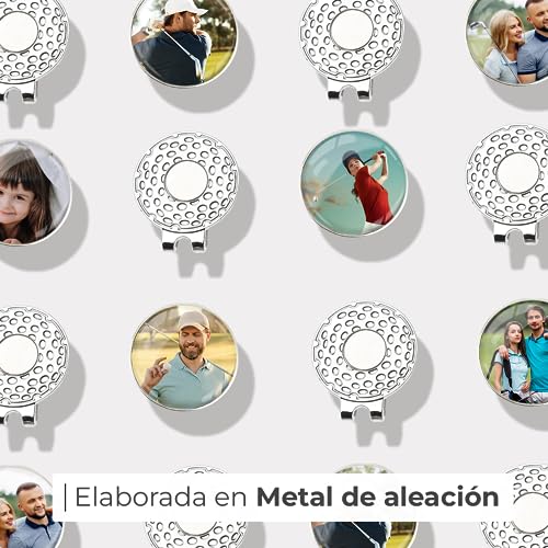 Miniatura 4 de Regalo Personalizado De Golf - 2 Marcadores De Bola De Golf Personalizado Con Foto Y 1 Clip Para Gorra - Regalo Ideal Para Golfistas - Marcador Magnetico Iman Hat Clip - Acabado Profesional