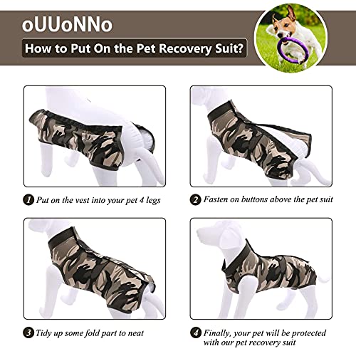 Ouuonno Recovery Suit For Dogs,Dog Surgical Recovery Suit For Female Male Abdominal Wounds Spay Or Skin Diseases,Cone E-Collars Alternatives, Anti-Licking Pet Vest Post Surgery(S, Camouflage) #TOP5