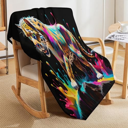 Manta de forro polar de leopardo para sofá y salón de 140x180 cm 5
