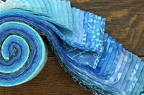LOUDelephant Cotton Batik Pre Cut Fabric Bundles - Jelly Roll - Blue - Image 4