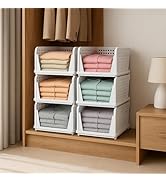 JD FRESH 6 Pieces Stackable Wardrobe Organizer for Storage/Foldable Cupboard Storage for Clothes/...