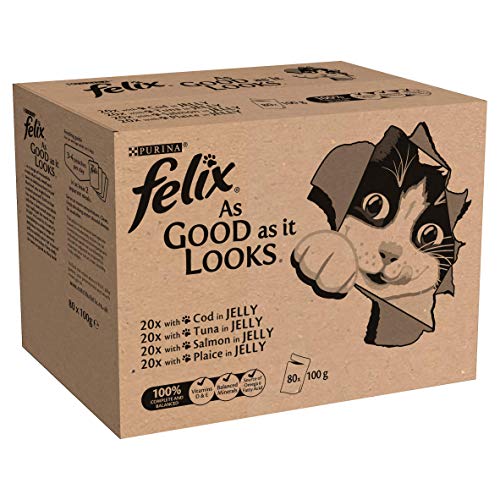 Felix Tan Bueno como Parece Comida para Gatos Pescado 80 x 100 g (80 Bolsas)