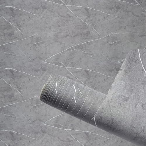 Image of Kitchen Cabinets Marble Wallpaper Roll for Home & Kitchen Decor - Oil Proof Waterproof Self Adhesive Wall Paper Sticker for Floor Tiles, Countertop, Cupboard, Drawer (60 * 200 cm) (Grey, 1)