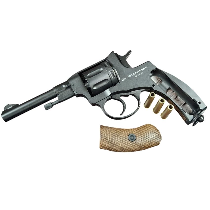 Revólver Borner NGT Black balines (4,5mm) | Pack Pistola de balines (Caja de balines + maletín + 5 Cargas). Arma de Aire comprimido Calibre 4,5mm