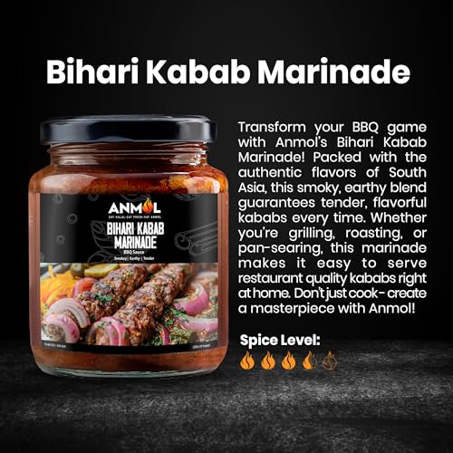 ANMOL Bihari Kabab Marinade – Smoky BBQ Sauce for Grilling, Roasting, and Pan-Searing – Tenderizing, Halal, Gluten-Free – Perfect for Kababs (300g, 10.40 OZ)