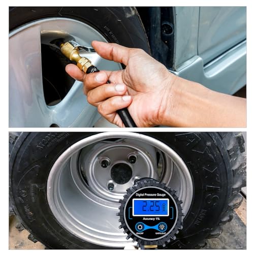 Nilight 50026R Digital Tire Inflator Pressure Gauge,250 PSI Air Chuck and Compressor Accessories Heavy Duty with Rubber Hose Quick Connect Coupler for 0.1 Display Resolution by Nilight - Used condition - Image 4