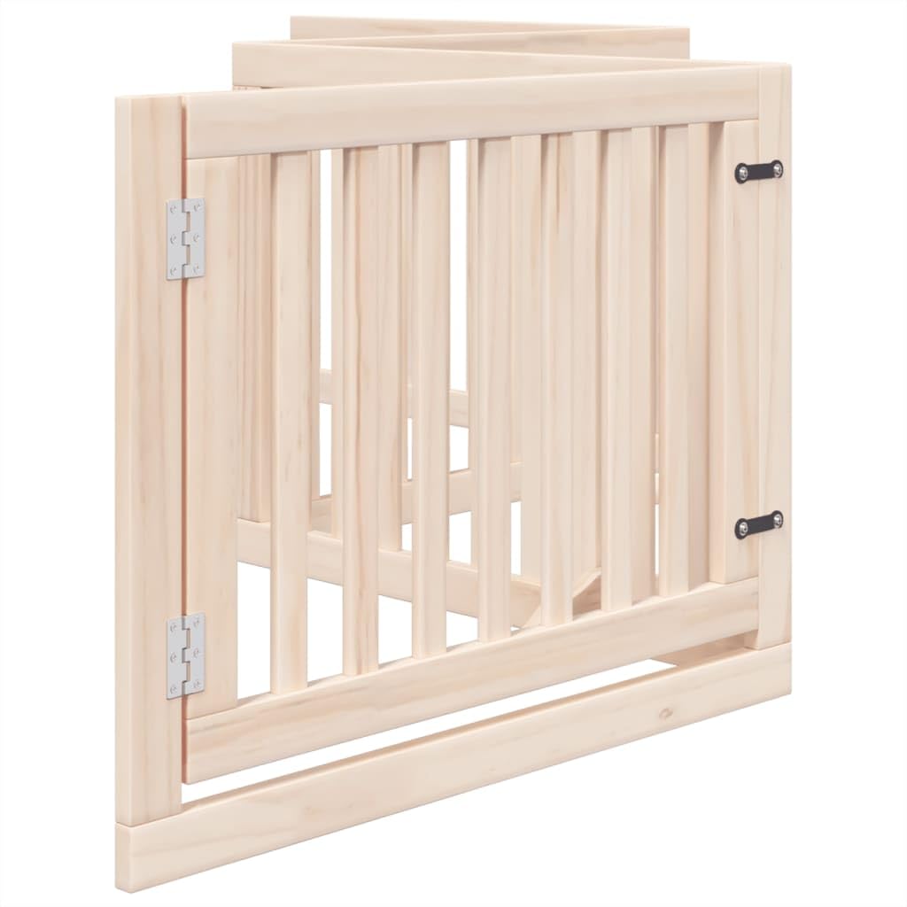 Rejilla para perros con puerta plegable, 4 paneles, 320 cm, madera de álamo, independiente con cerradura para cachorros y perros en el jardín, terraza, patio, protección segura