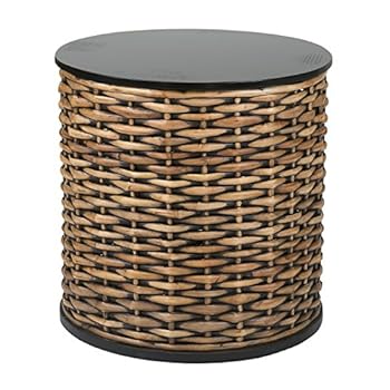 Alternative view of Hand-Woven Rattan End Table - 20 Inches All Sides Home, Office, Bed Side, Living Room Corner Accent Table - Modern, Unique, Organic Furniture - Brown Wood Tone Finish