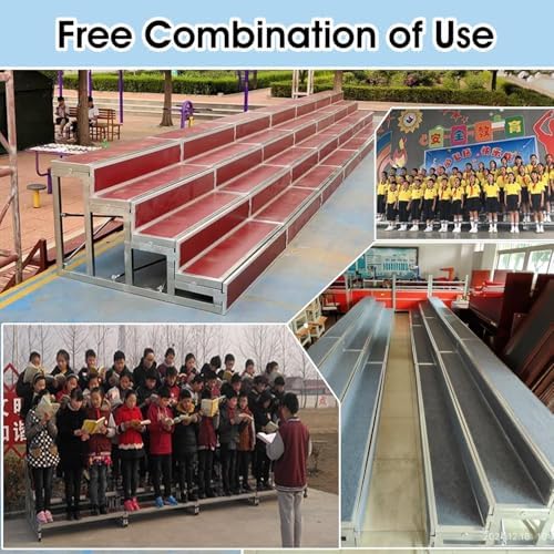 1-Tier Metal Choir Stage Risers - Non-Slip Performance Platforms for Schools, Churches, Theaters, Concerts & Events - Ideal for Public Seating & Photo Booths