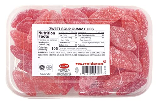 Zweet Sour Gummy Candy Lips 10 Ounce – Sour Kosher Candy, Halal Candy – Resealable Pack Of Sour Gummy Candy #TOP2