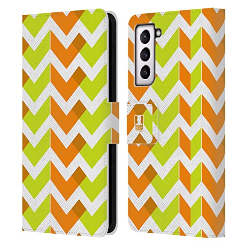 Étui portefeuille Samsung Galaxy S21 FE 5G protection clapet zigzag orange