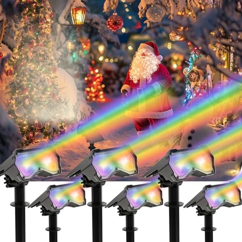 Solar Spotlights Outdoor [ 8 Colors/10 Modes], 2 in 1 Solar Powered Garden Spotlights with IP65 Waterproof, Landscape Pathway Lights for Christmas Decorations Pathway, Porch, Gate (6)