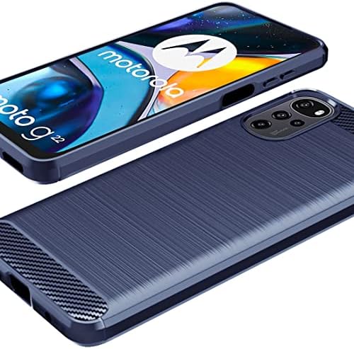 Osophter for Moto G22 Case With 2pcs Screen Protector Shock-Absorption Flexible TPU Rubber Protective Cell Phone Cover for Motorola Moto G22(UK-Blue)