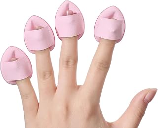 Pack of 5 Mini Finger Powder Puff Applicator Makeup Sponge Set, Reusable Soft Plush Cosmetic Foundation Tools Face Make Up Wet Dry Use for Concealer, Suitable Beauty Blender (Pink)