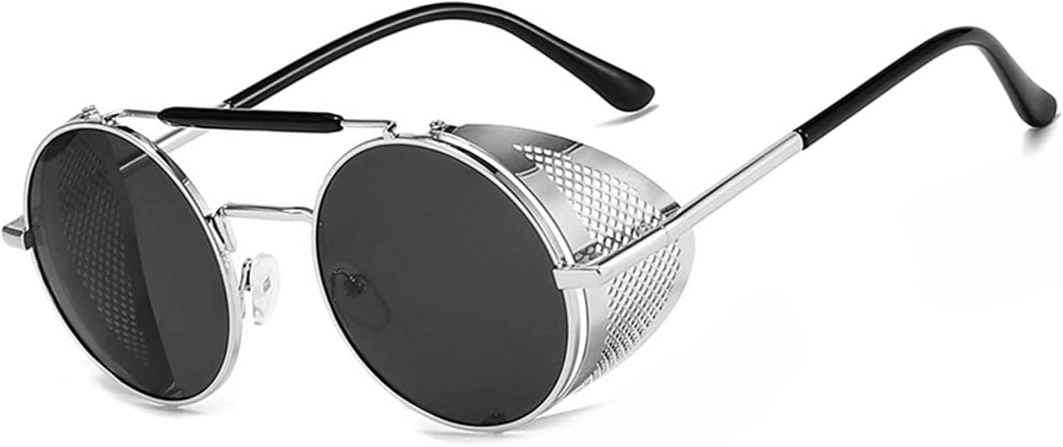 Product image of Retro Rund Steampunk Sonnenbrille für Damen Herren Polarisiert UV Schutz - Hippie Metallrahmen Festliche Partybrille Fasching Brillen Modeaccessoire
