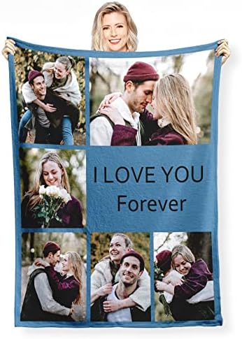 DZWSZ Personalised Photo Blanket, Baby Blanket, Custom Blanket with 1-9 Photo Collages, Throw Blanket, Christmas Halloween Blankets For Sofas, Personalised Gifts Daughter Blanket From Mum
