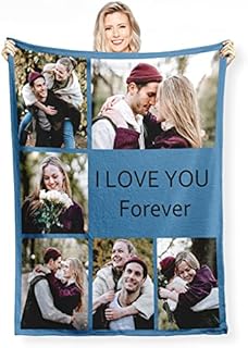 DZWSZ Personalised Photo Blanket, Baby Blanket, Custom Blanket with 1-9 Photo Collages, Throw Blanket, Christmas Halloween Blankets For Sofas, Personalised Gifts Daughter Blanket From Mum