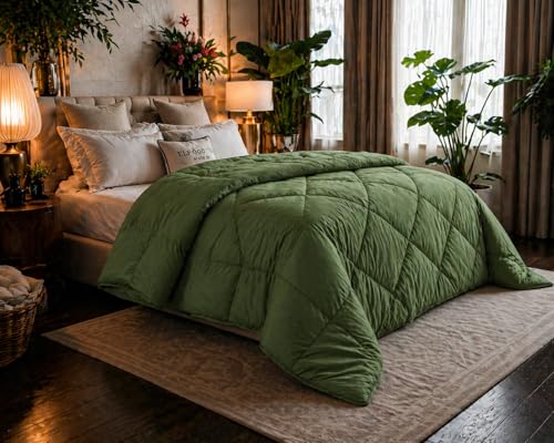 Image of Luxury Hotel Collection Cotton Comforter | All-Season Lightweight Quilt for Hot Sleepers | Plush, Breathable & Box-Stitched (Twin /Twin XL) SAGE