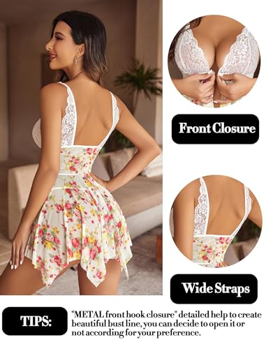 Image of Avidlove Lingerie for Women Front Closure Lace Babydoll Chemise XS-5XL