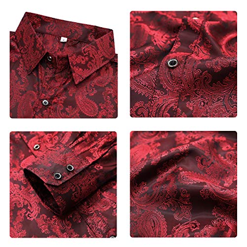 Cloudstyle Mens Paisley Shirt Long Sleeve Dress Shirt Button Down Casual Slim Fit3