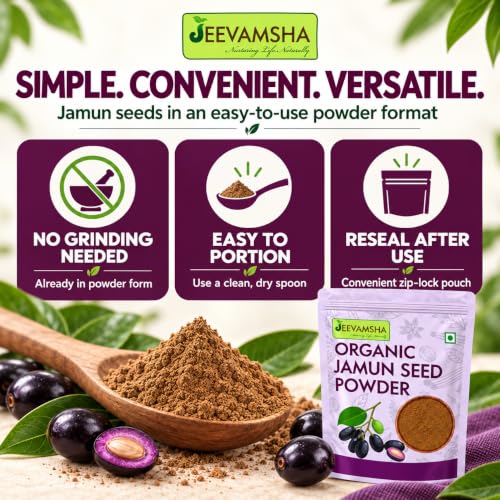 Image of Jamun Seed Powder 430G - Organic Ayurvedic Supplement for Diabetes Blood Sugar Support & Digestion Pure & Natural