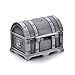 AVESON Rectangle Vintage Metal Treasure Chest Trinket Jewelry Box Gift Box Ring Case for Girls Ladies Women, Small, Tin Color