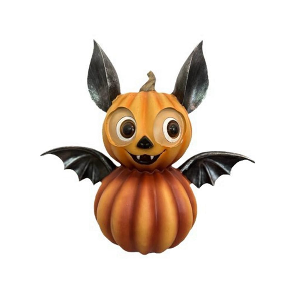 CTRLZS Halloween Scary Bat Pumpkin Ornaments Pumpkin Shaped Home Decoration Resin Cute Bat Decoration B
