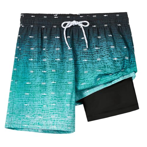 zeetoo Mens Swim Trunks with Compression Liner 5.5" Inseam Quick Dry Swim Shorts2