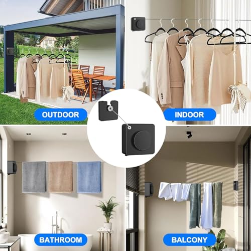 Corde à linge rétractable intérieur extérieur fil à linge mural gain de place