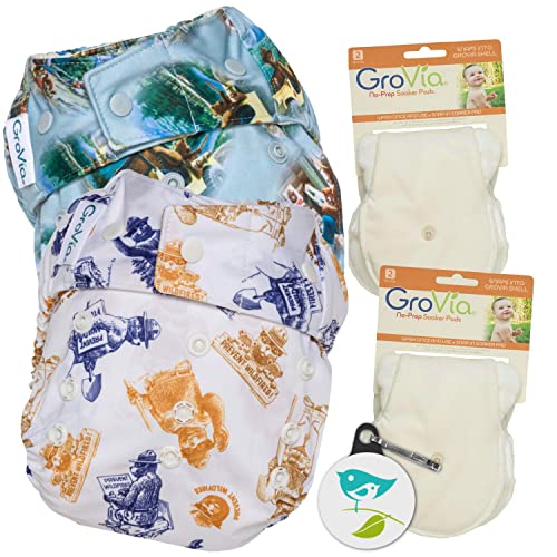 Image of GroVia Experience Package: 2 Shells + 4 No Prep Soaker Pads (Color Mix 8 Snap)