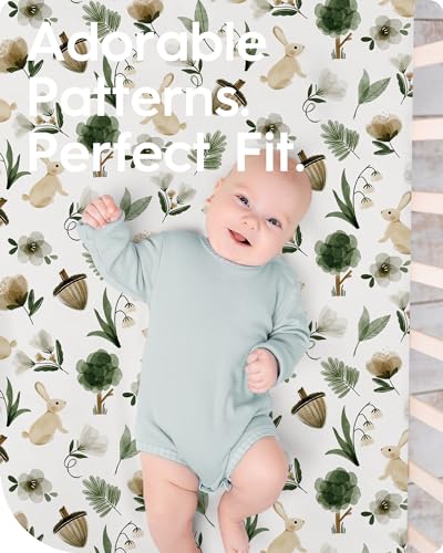 Image of Crib Sheet Netural, Premium Soft Safari Jersey Knit Fitted Crib Sheet, Crib Mattress Sheet, 28''x52''x9'' Extra Deep Pocket