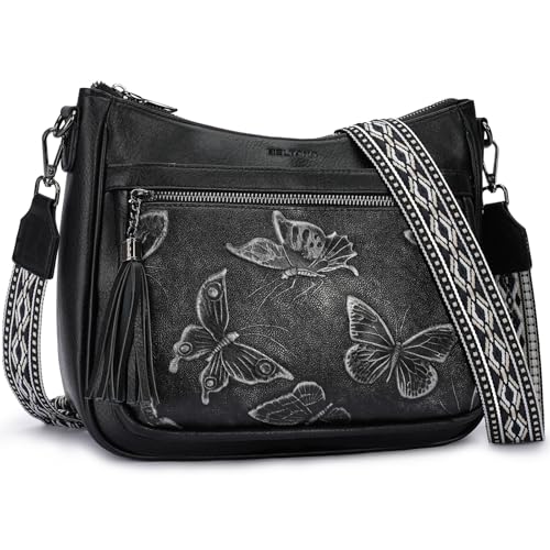 Image of BELTANA Crossbody Bags for Women Trendy Vegan Leather Hobo Purses Medium Butterfly Cross Body Purse with Wide Strap | Adjustable Strap