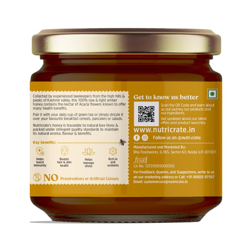 Image of Nutricrate 100% Pure & Organic Kashmir Valley Honey, 450g